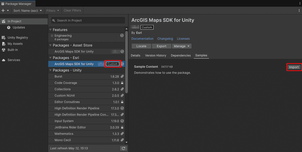 Import sample assets
