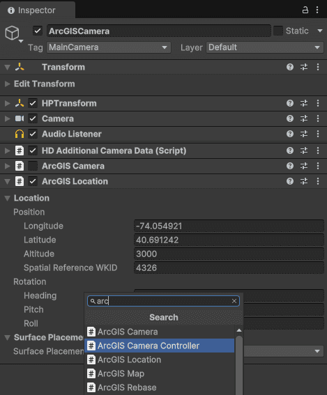 Attach ArcGIS Camera Controller