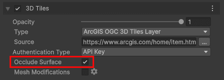 Occlude Surface Checkbox Unity