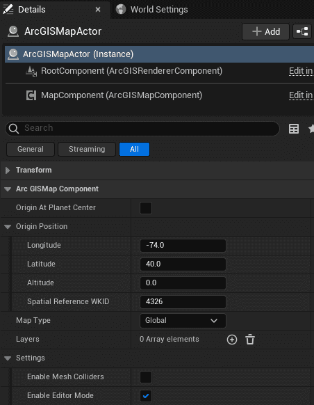 ArcGISMap Actor Result